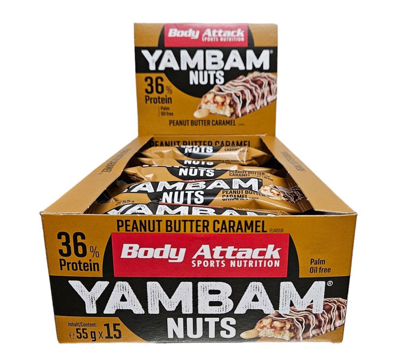 Body Attack - YamBam NUTS Riegel - Karton 15 x 55g Body Attack