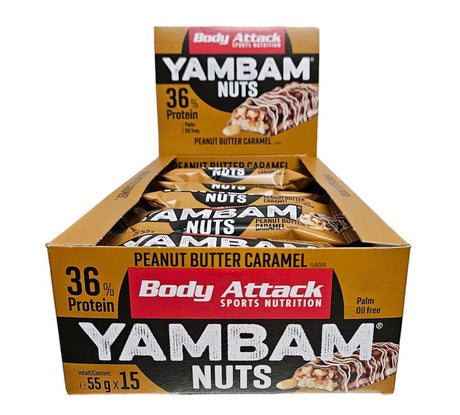 Body Attack - YamBam NUTS Riegel - Karton 15 x 55g Body Attack