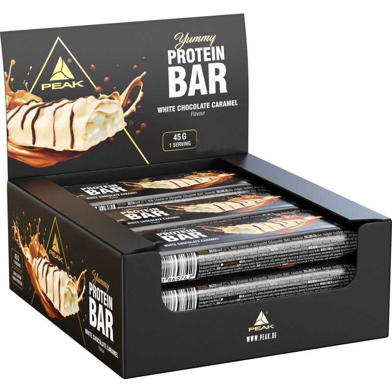 Peak - Yummy Protein Bar - 12 x 45g Riegel Peak White Chocolate Caramel
