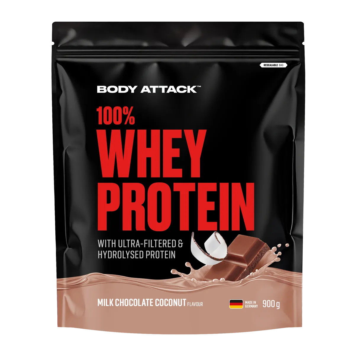 Body Attack - 100% Whey Protein - 900g Body Attack Milk Chocolate Coconut