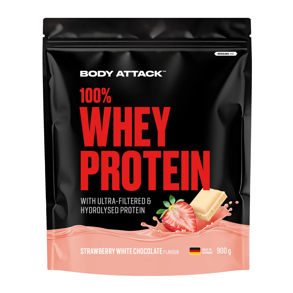 Body Attack - 100% Whey Protein - 900g Body Attack Strawberry-White Chocolate