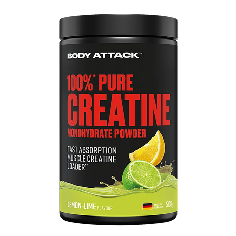 Body Attack - 100% Pure Creatine Monohydrate Flavoured - 500g Dose Body Attack Lemon Lime