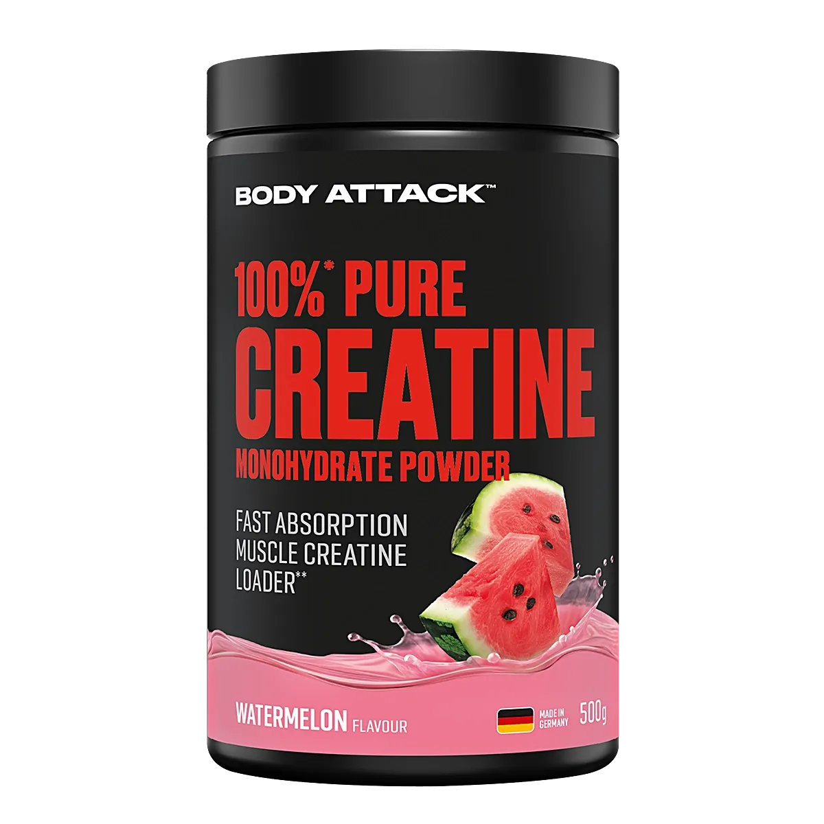 Body Attack - 100% Pure Creatine Monohydrate Flavoured - 500g Dose Body Attack Watermelon