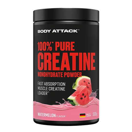 Body Attack - 100% Pure Creatine Monohydrate Flavoured - 500g Dose Body Attack Watermelon