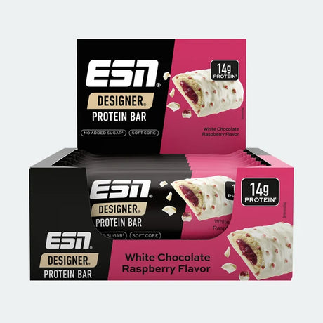 ESN - Designer Bar - Karton 12 x 45g Riegel ESN White Chocolate Raspberry