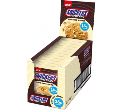 Snickers - Hi Protein Cookies White Choc Peanut - Karton 12 x 60g